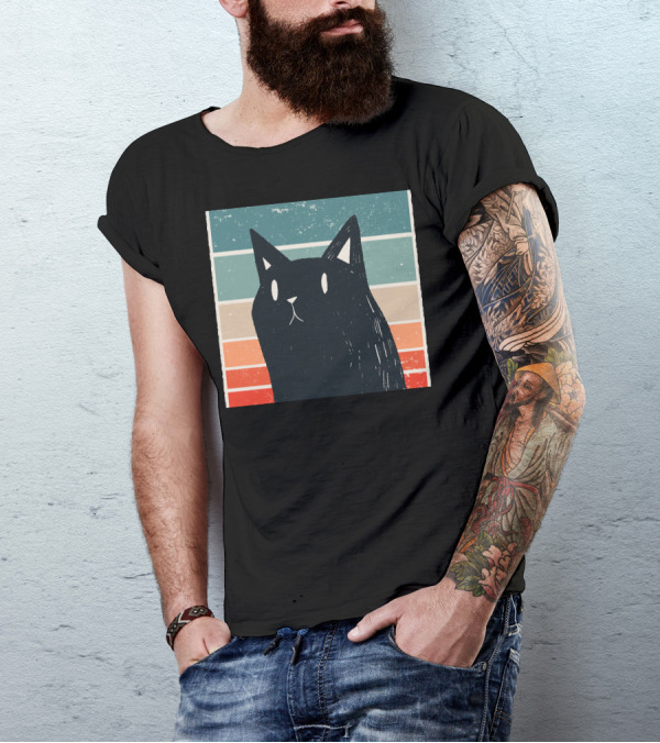 Retro Cat Style Vintage 80s Rainbow Aesthetic T-Shirt