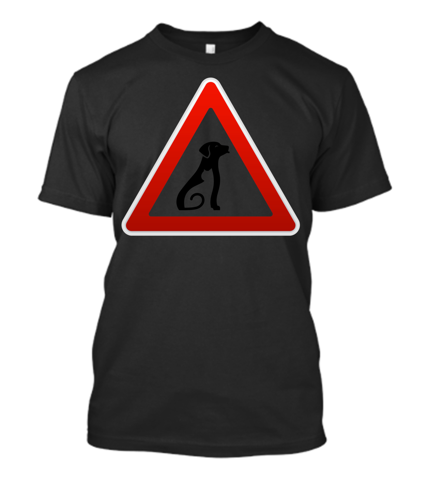 Dog And Cat Silhouette Inside Red Triangle Warning Sign T-Shirt