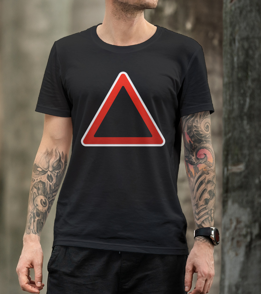 Dog Silhouette Inside Red Triangle Warning Sign T-Shirt