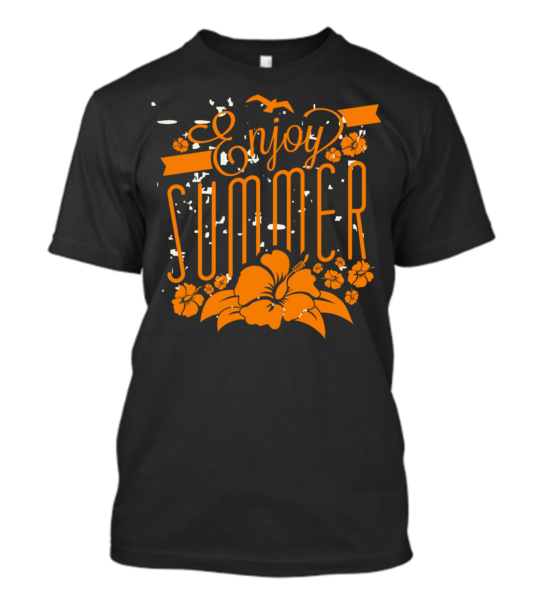 Enjoy Summer Hibiscus Floral And Seagull T-Shirt