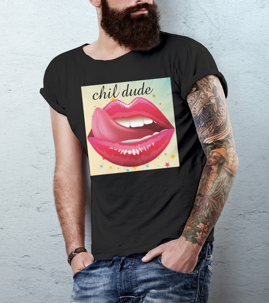 Chil Dude Lip Art Face Mask T-Shirt