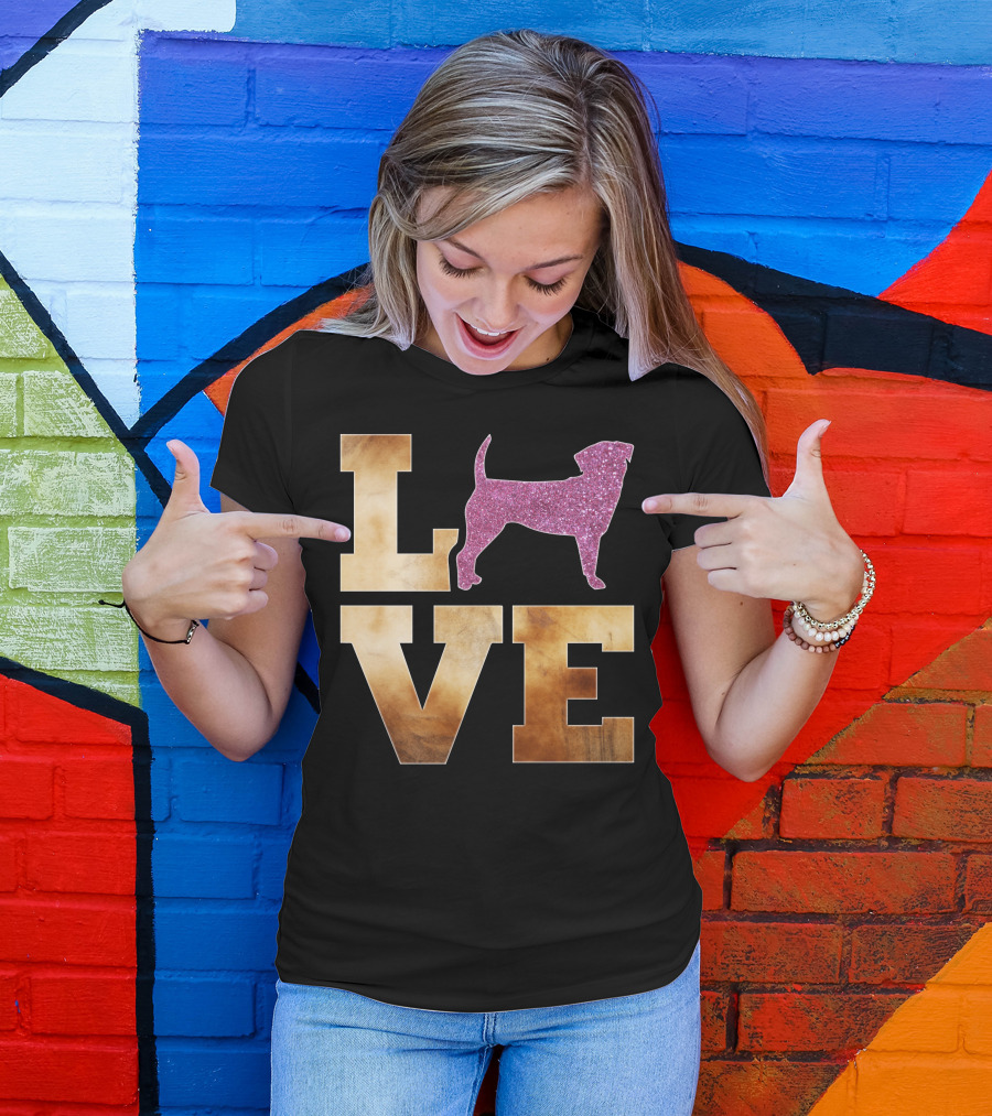LOVE Puggle Glitter Dog T-Shirt