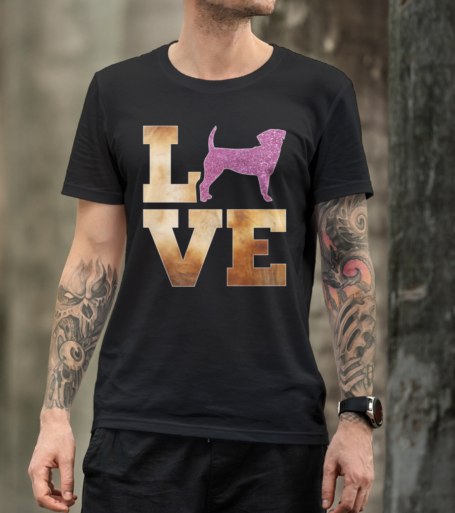 LOVE Puggle Glitter Dog T-Shirt