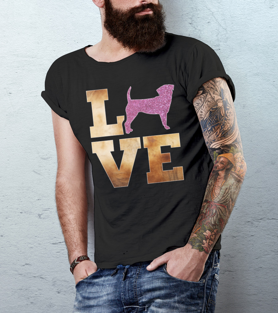 LOVE Puggle Glitter Dog T-Shirt