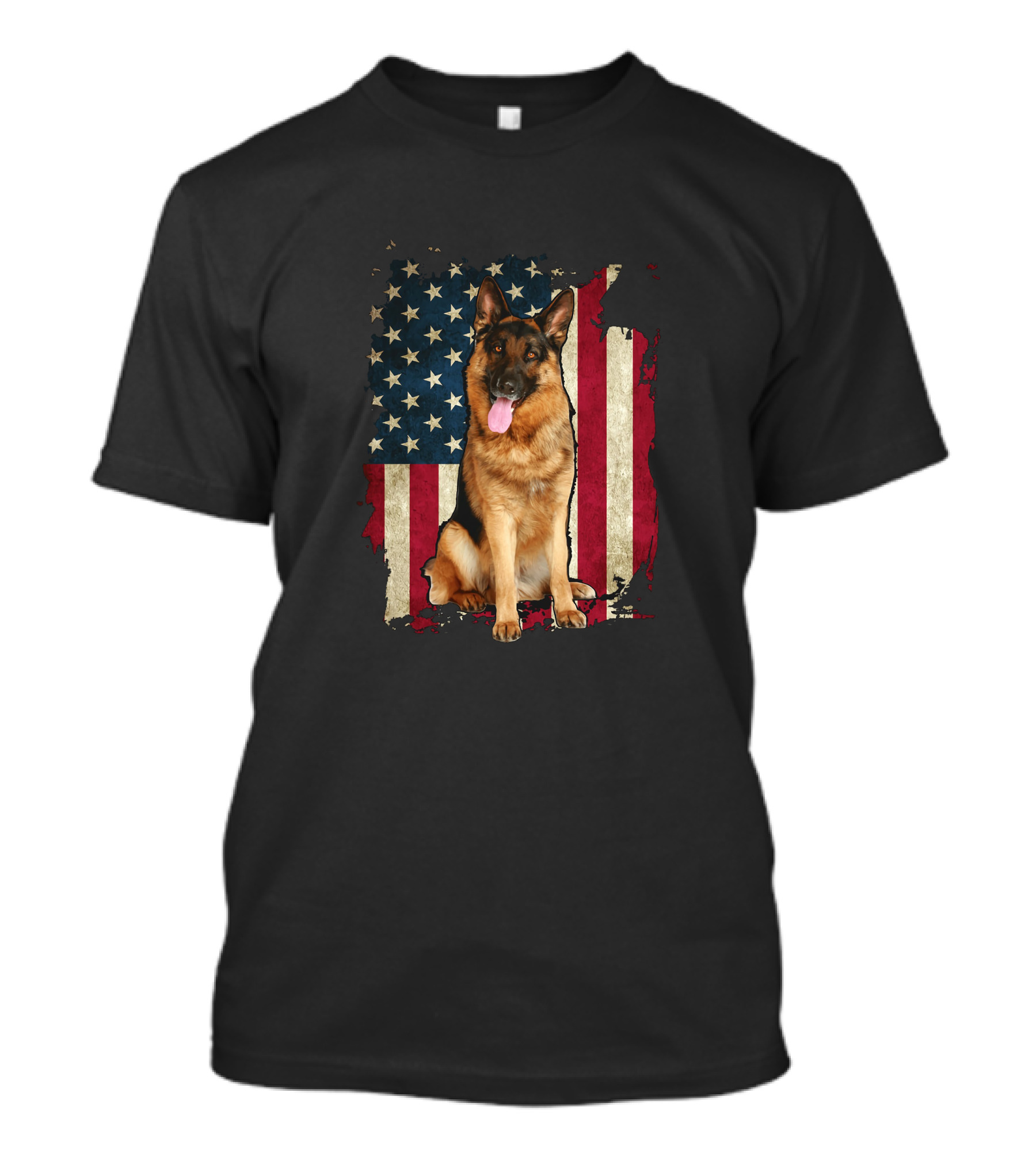 Patriotic German Shepherd With American Flag For 4th Of July Celebrations T-Shirt