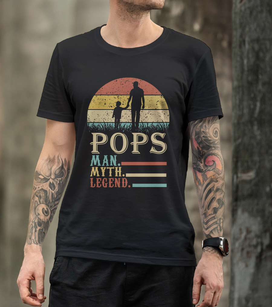 Pops Man Myth Legend Retro Sunset T-Shirt