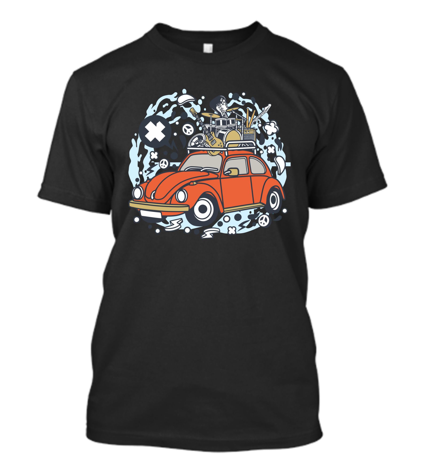 Rock Tour Adventure With Classic Car And Musical Gear T-Shirt