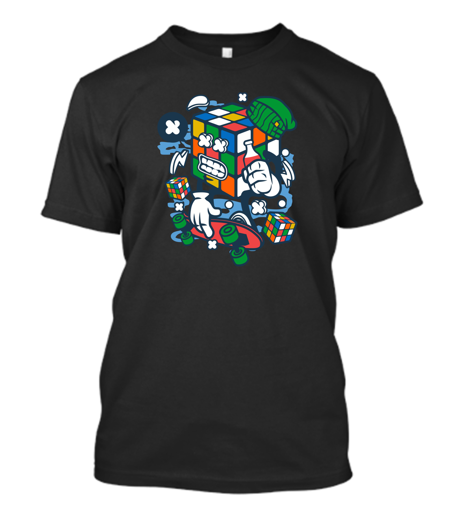 Rubix Cube Skater With Beanie And Skateboard T-Shirt