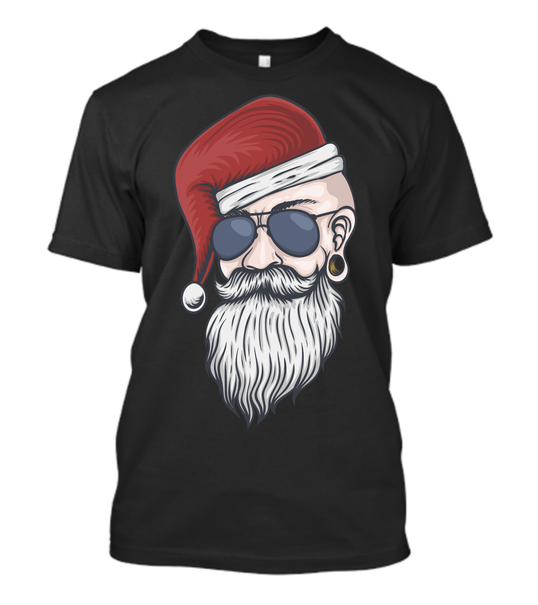 Santa Claus Hipster Sunglasses Beard Santa Hat T-Shirt