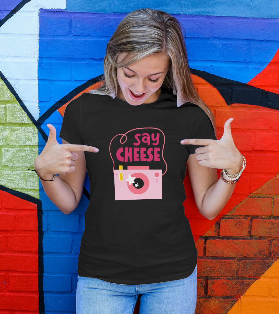 Say Cheese Pink Camera Fun T-Shirt