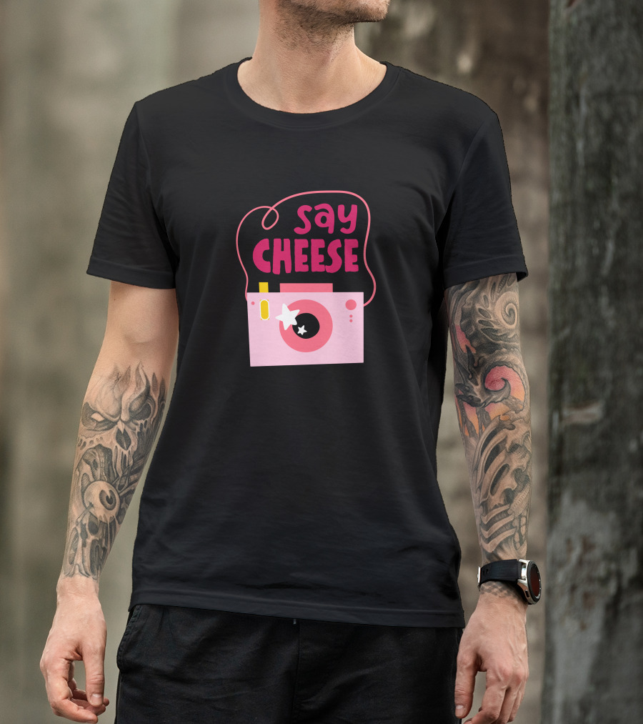 Say Cheese Pink Camera Fun T-Shirt