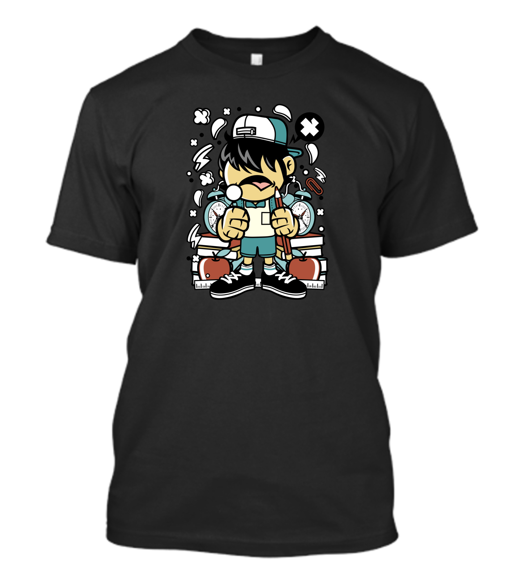School Urban Style Student With Backpack And Books T-Shirt