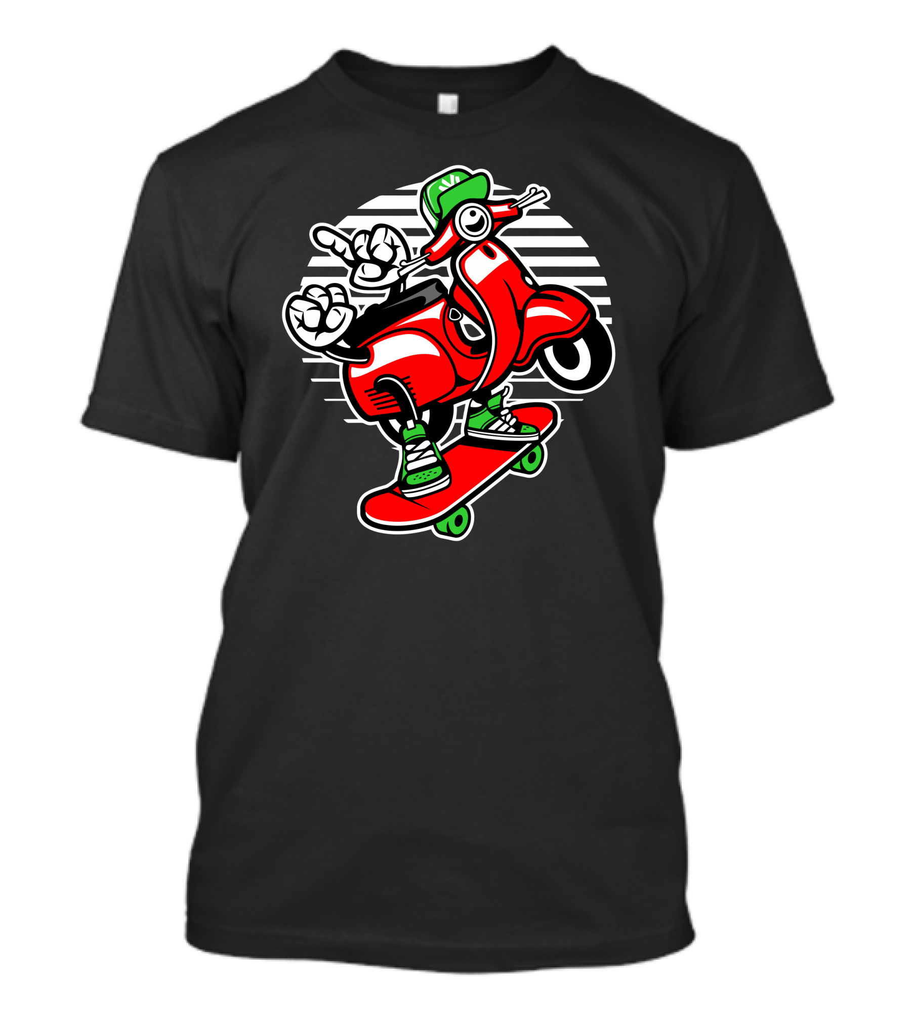 Scooter Skater Red Scooter On Skateboard T-Shirt