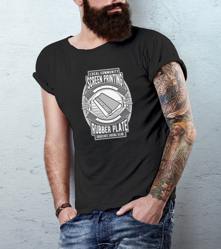 Local Community Screen Printing Rubber Plate Squeegee Social Club T-Shirt