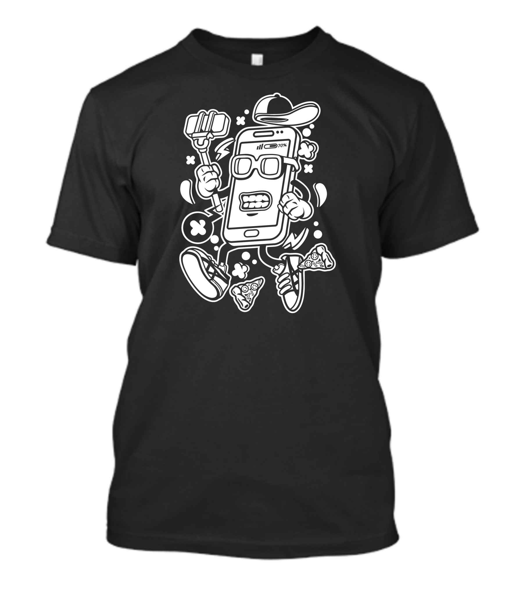 Selfie Smartphone Cool Streetwear Pizza Sneaker T-Shirt