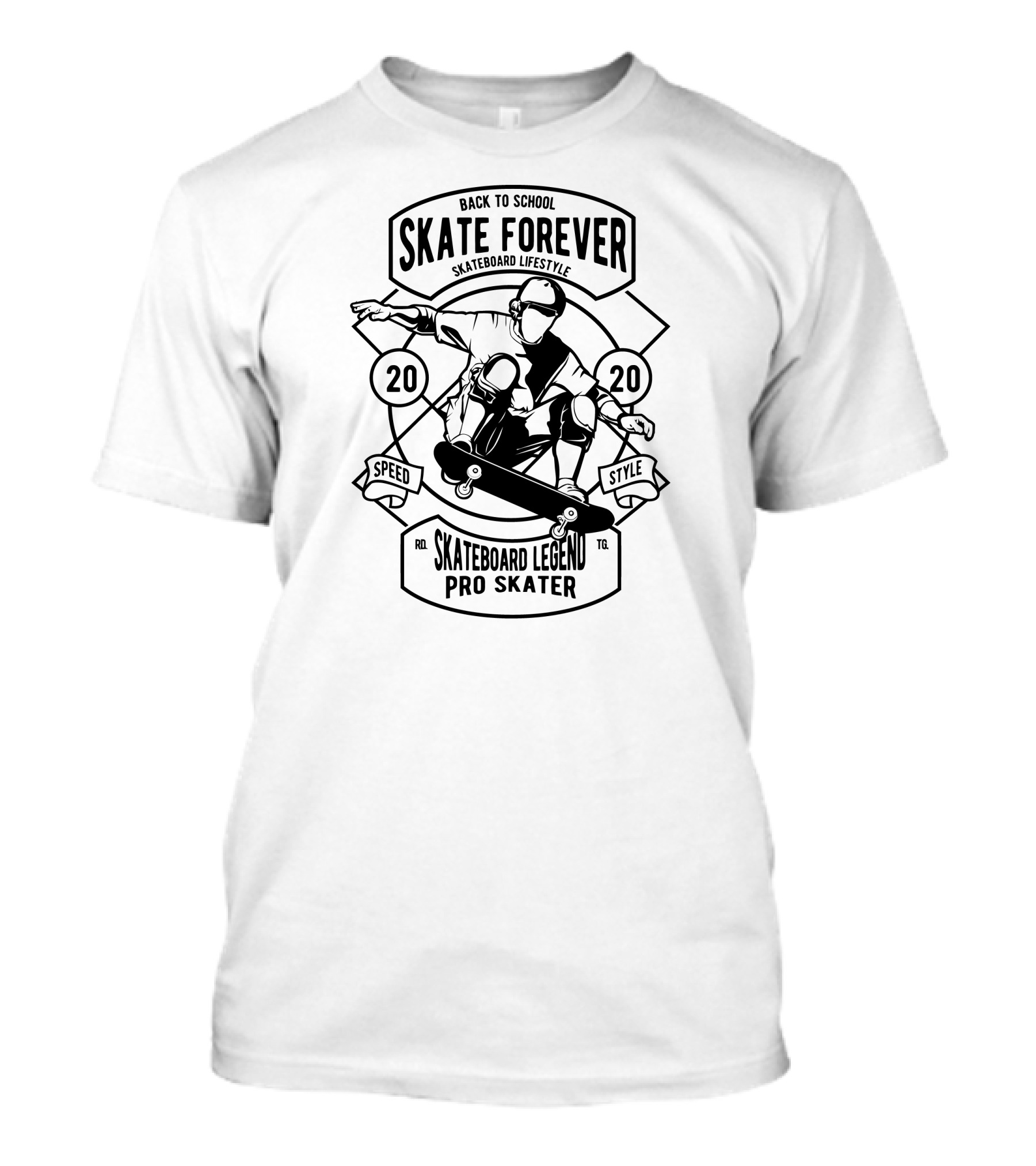 Back To School Skate Forever Skateboard Lifestyle Speed Style Skateboard Legend Pro Skater T-Shirt