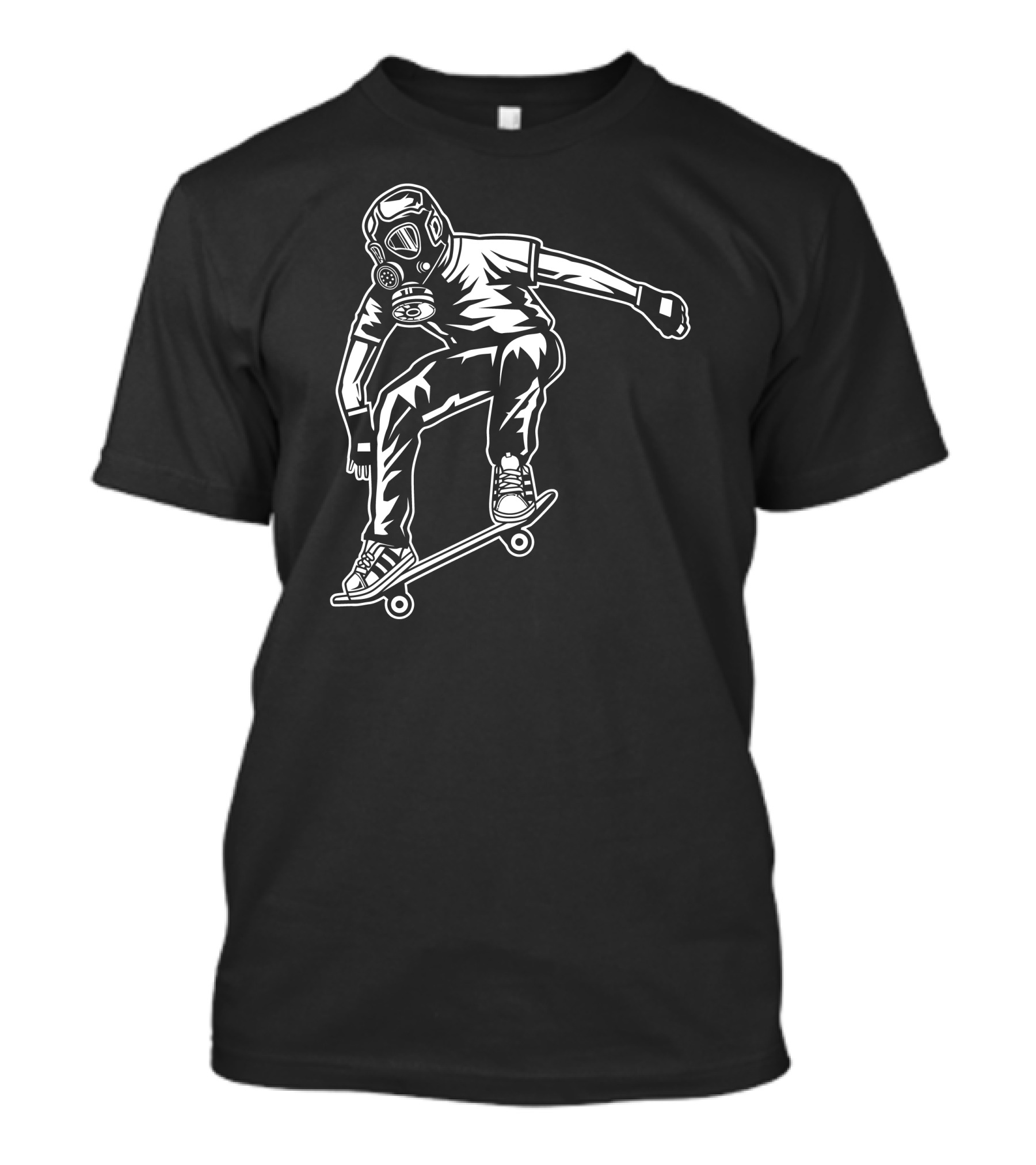 Skateboard Gasmask Rider Silhouette Black T-Shirt