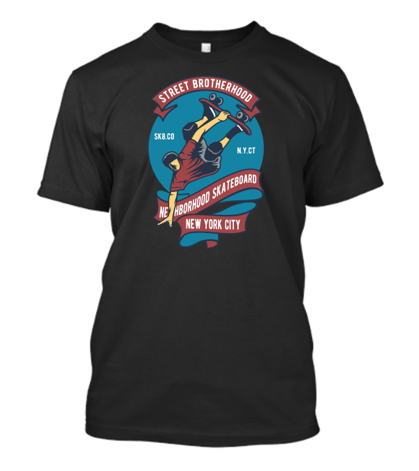 Street Brotherhood Neighborhood Skateboard New York City SK8.CO N.Y.CT T-Shirt