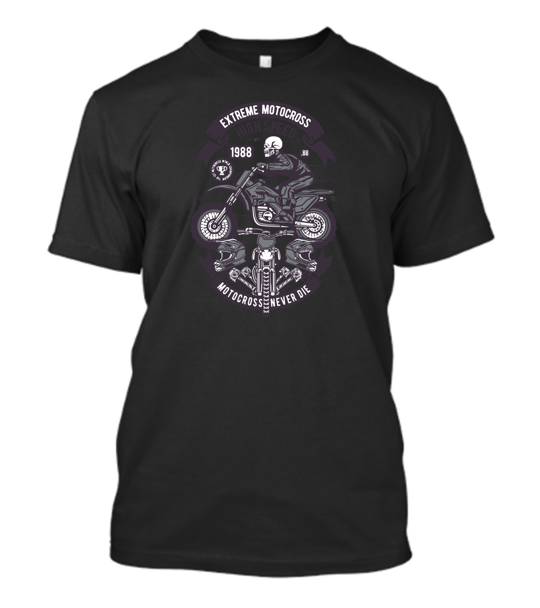 Extreme Motocross High Speed Skull 1988 Motocross Never Die T-Shirt