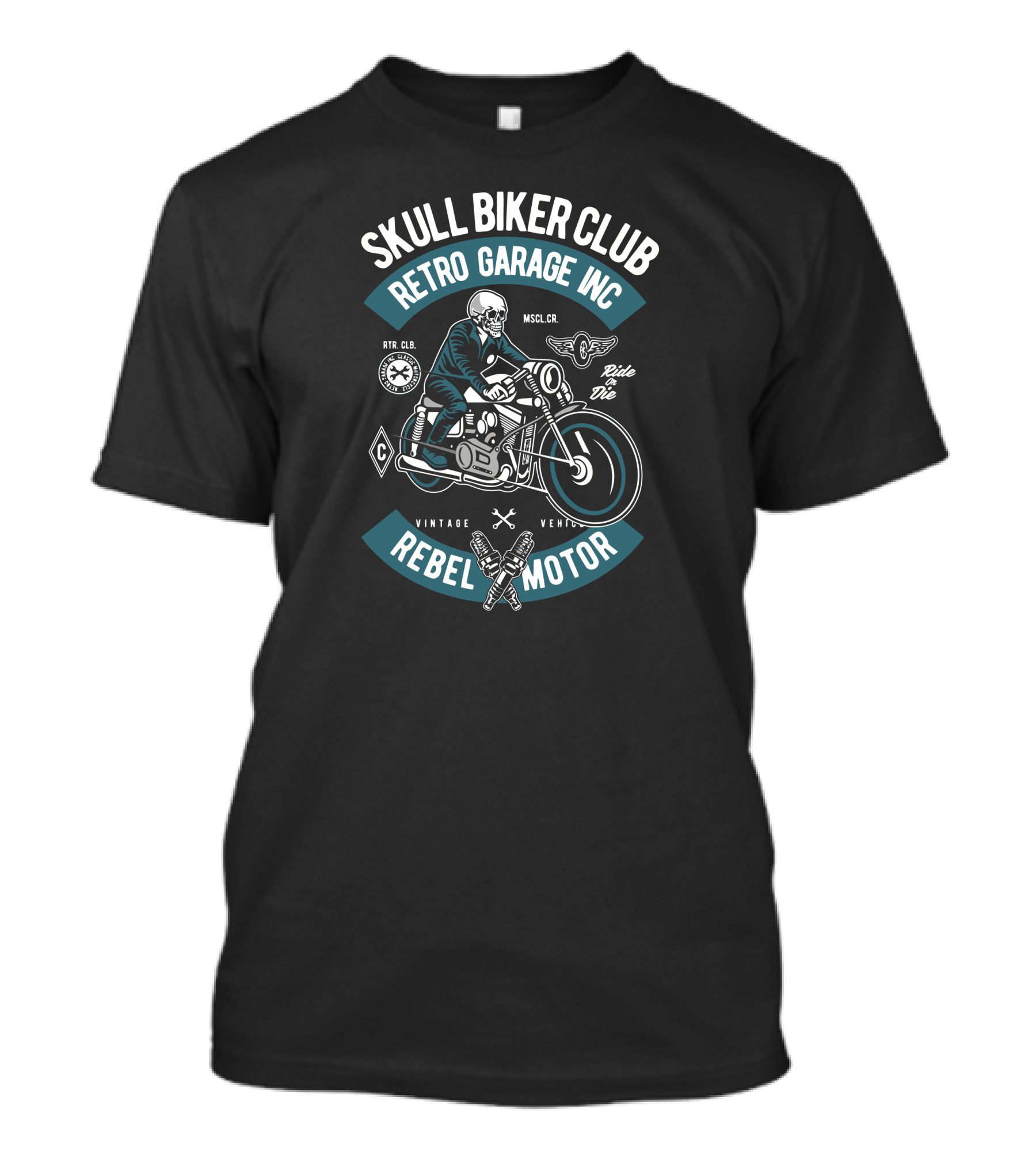 SKULL BIKER CLUB RETRO GARAGE WC REBEL MOTOR VINTAGE VEHICLE RIDE OR DIE T-Shirt