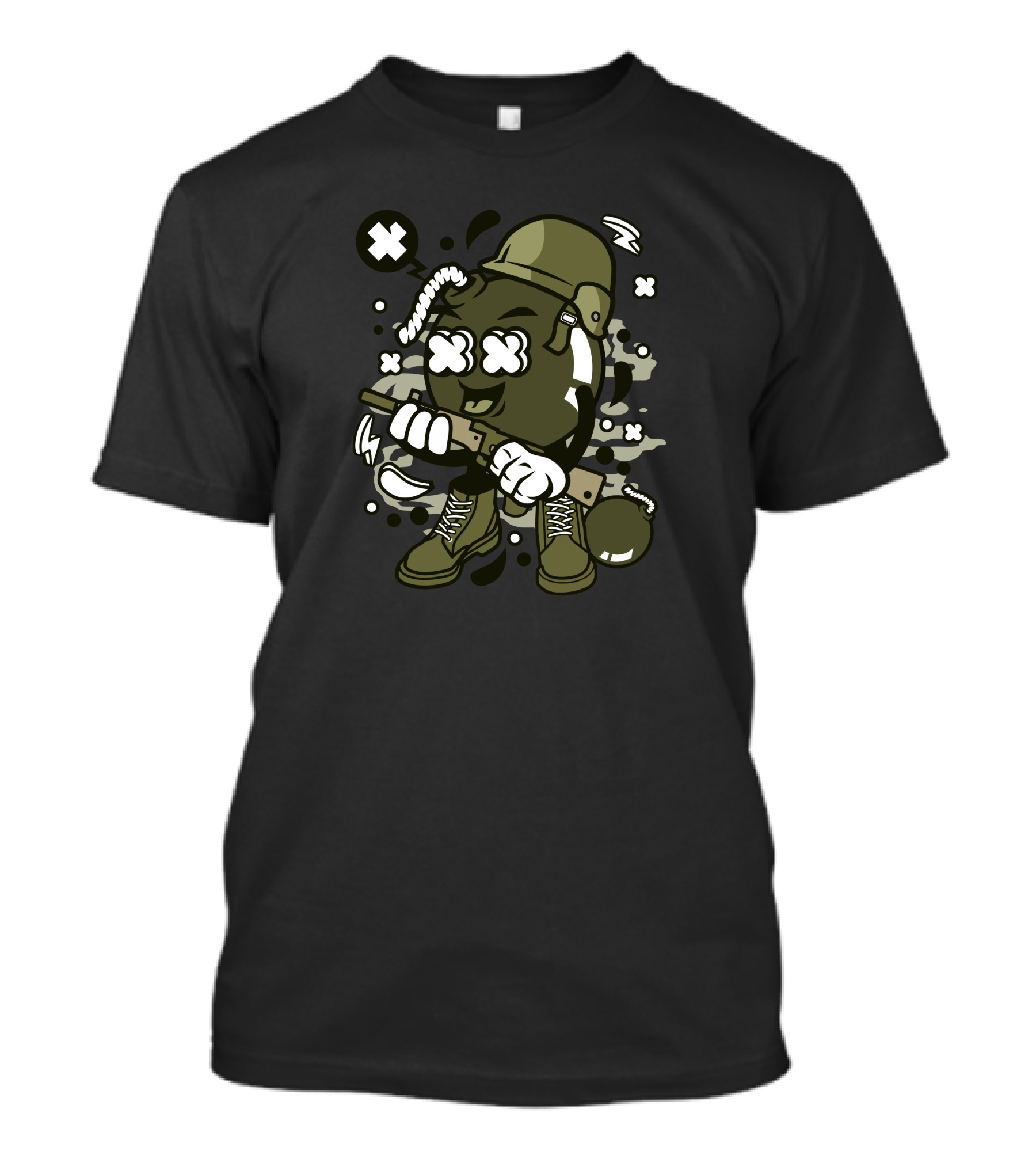 Soldier Bomb Cartoon With Helmet And Rifle T-Shirt