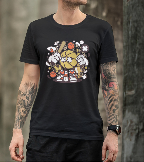 Basketball Baseball Soccer Trophy Sneaker Fusion T-Shirt