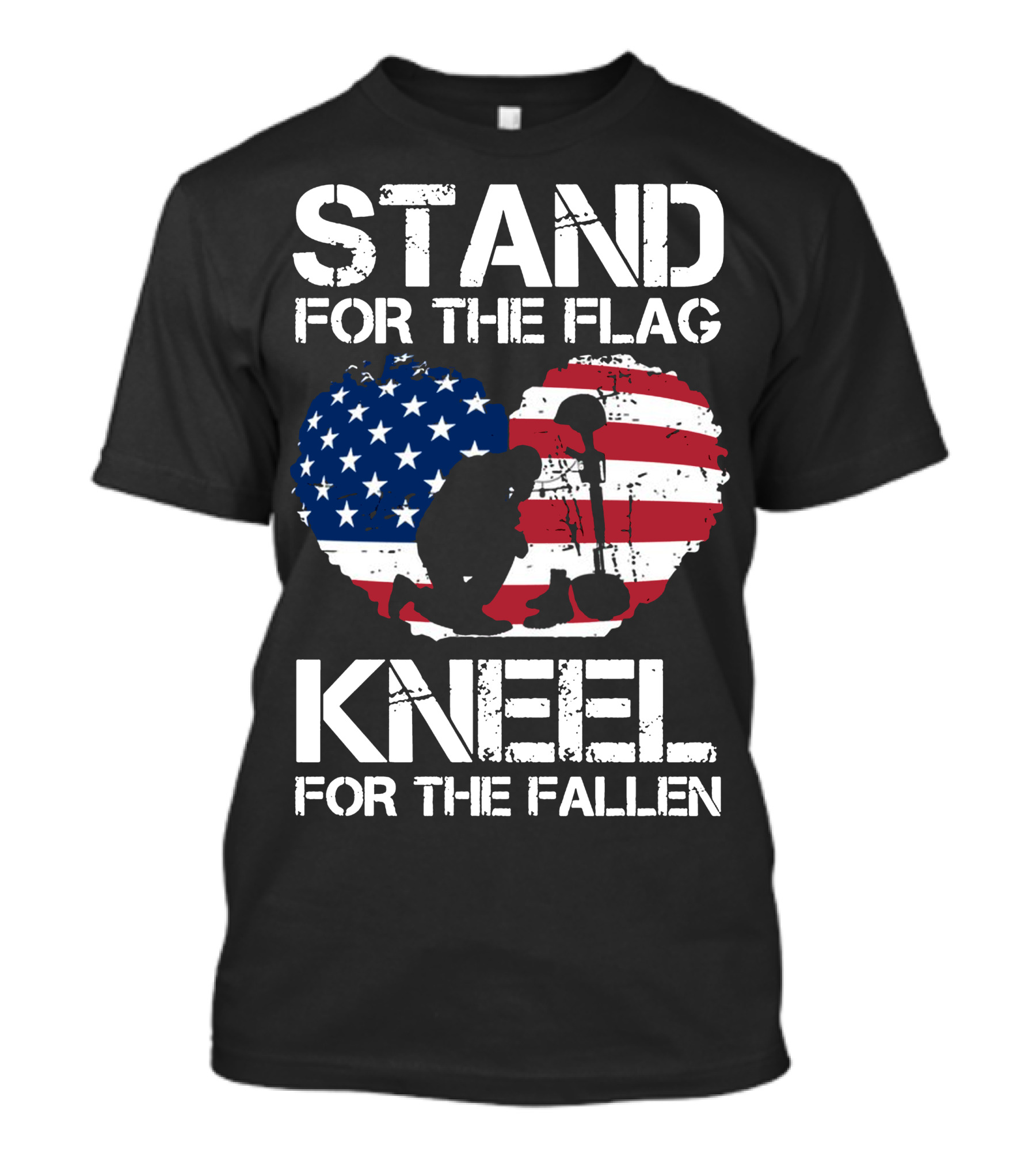 Stand For The Flag Kneel For The Fallen American Flag Heart T-Shirt