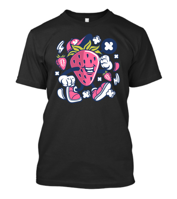 Strawberry Character With Cap And Sneakers Retro Urban T-Shirt