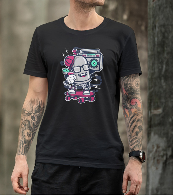 Street Bomber Boombox Skateboard Vibes T-Shirt
