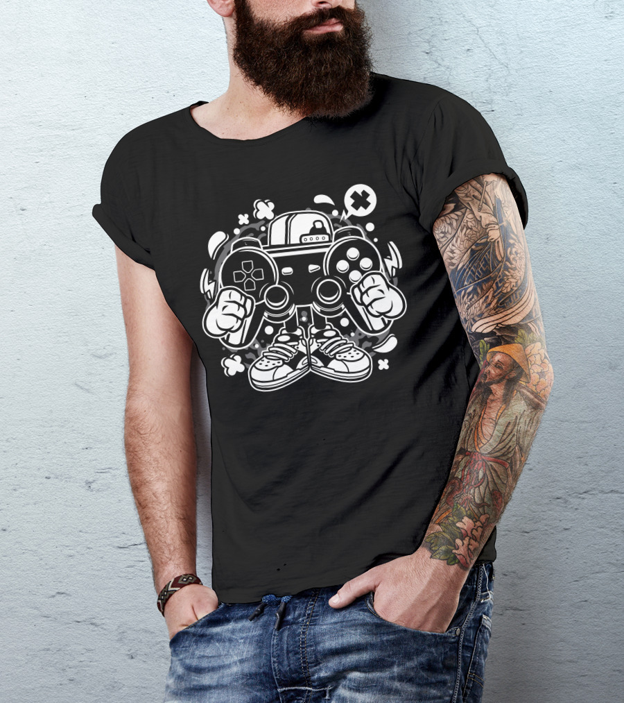 Street Gamer Joystick Sneakers Animation T-Shirt