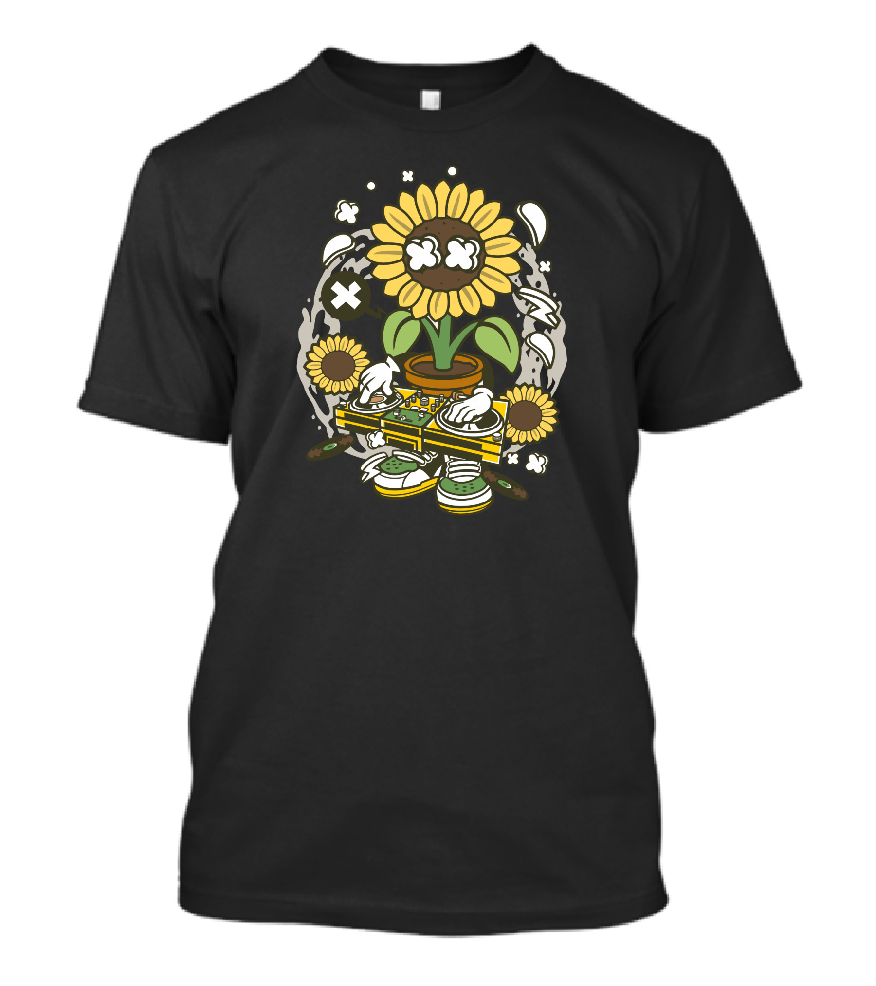 Sunflower DJ Turntable Floral Mix T-Shirt