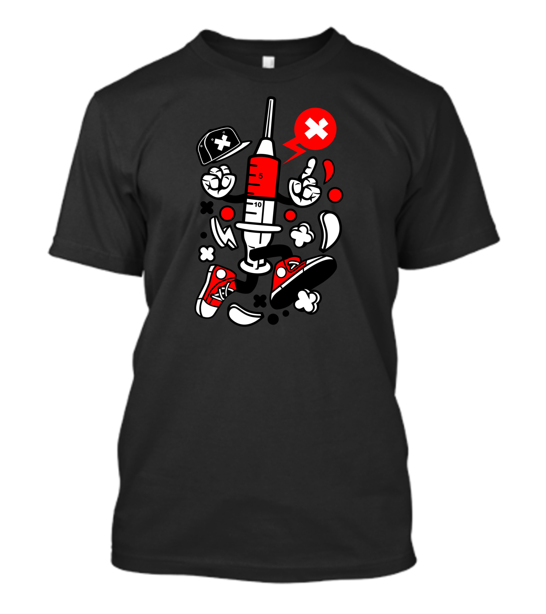 Syringe Styled Cartoon Street Fashion With Shoes And Cap T-Shirt