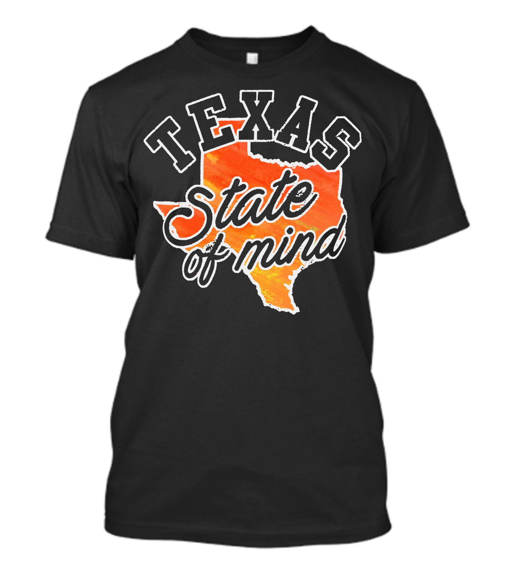 Texas State Of Mind Orange Map Outline T-Shirt