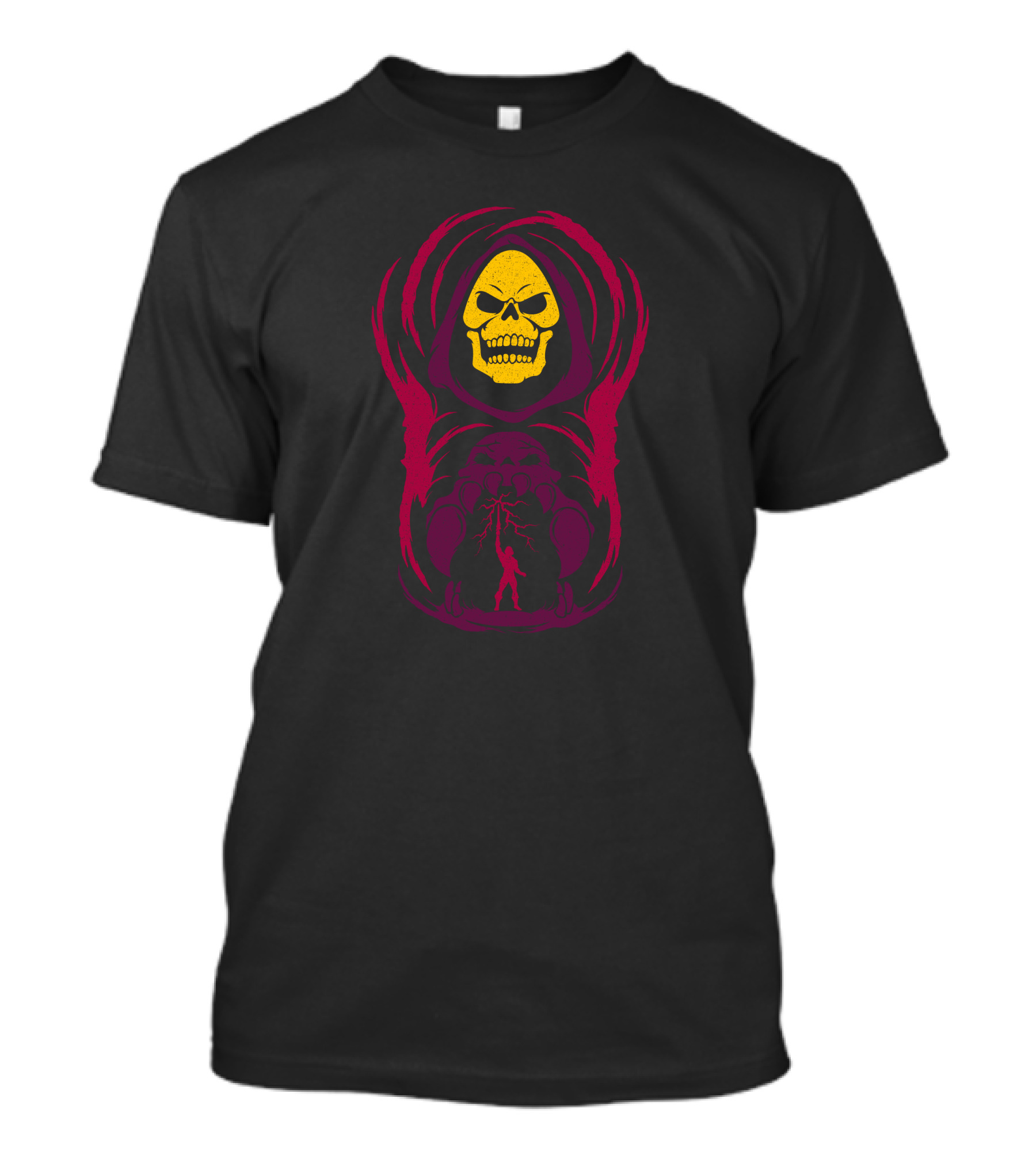 The Power Of Skeletor Grinning Hooded Skull With Lightning Bolt T-Shirt