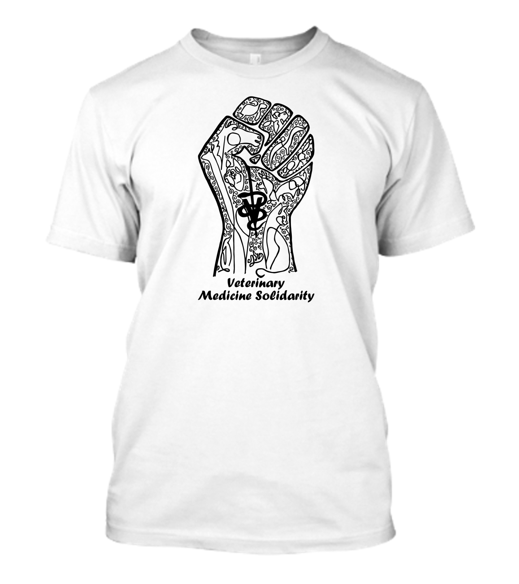 Veterinary Medicine Solidarity Raised Fist Symbol With Intricate T-Shirt