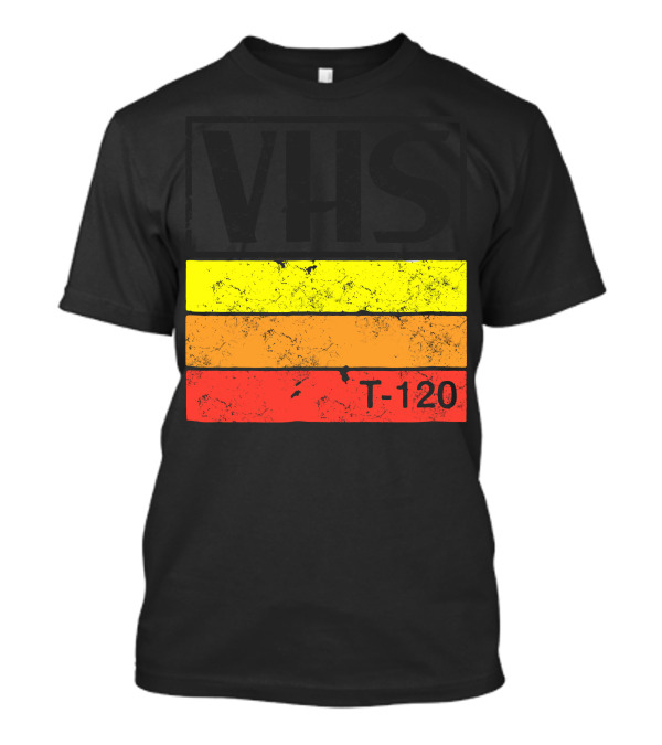 VHS Retro T-120 Striped Vintage T-Shirt