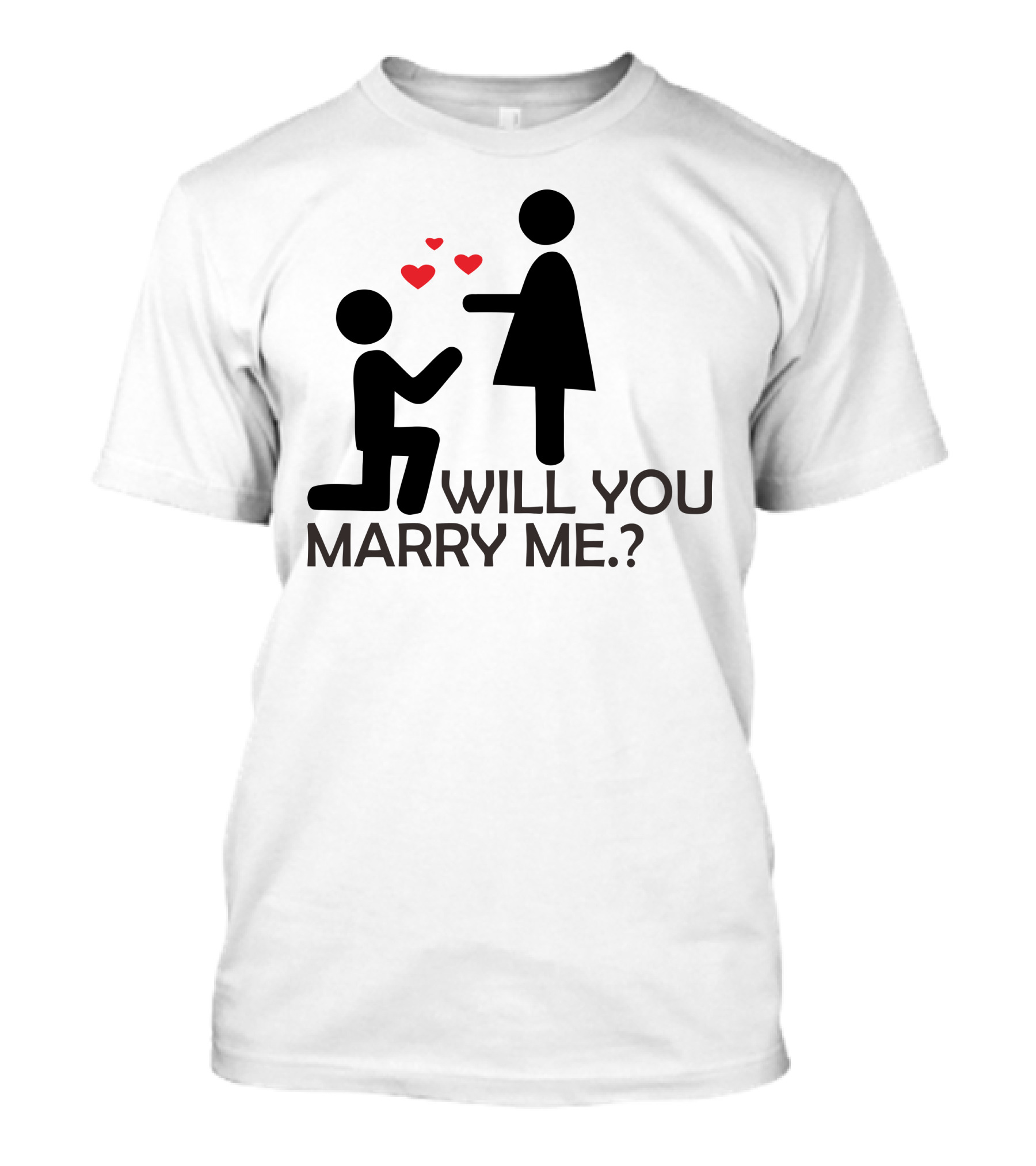 Will You Marry Me Stick Figure Proposal With Hearts T-Shirt