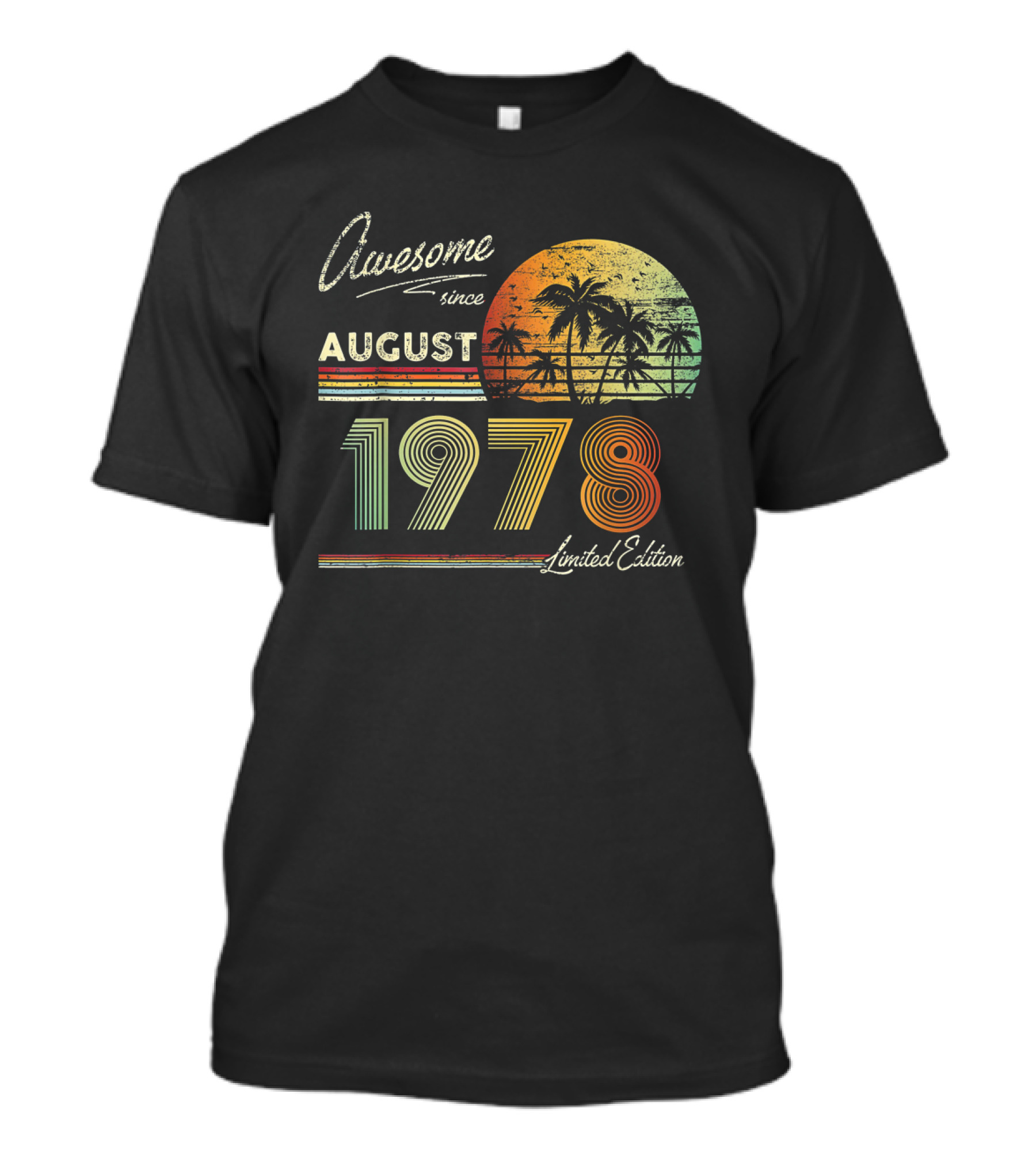 Awesome Since August 1978 With Retro Palm Tree Sunset T-Shirt