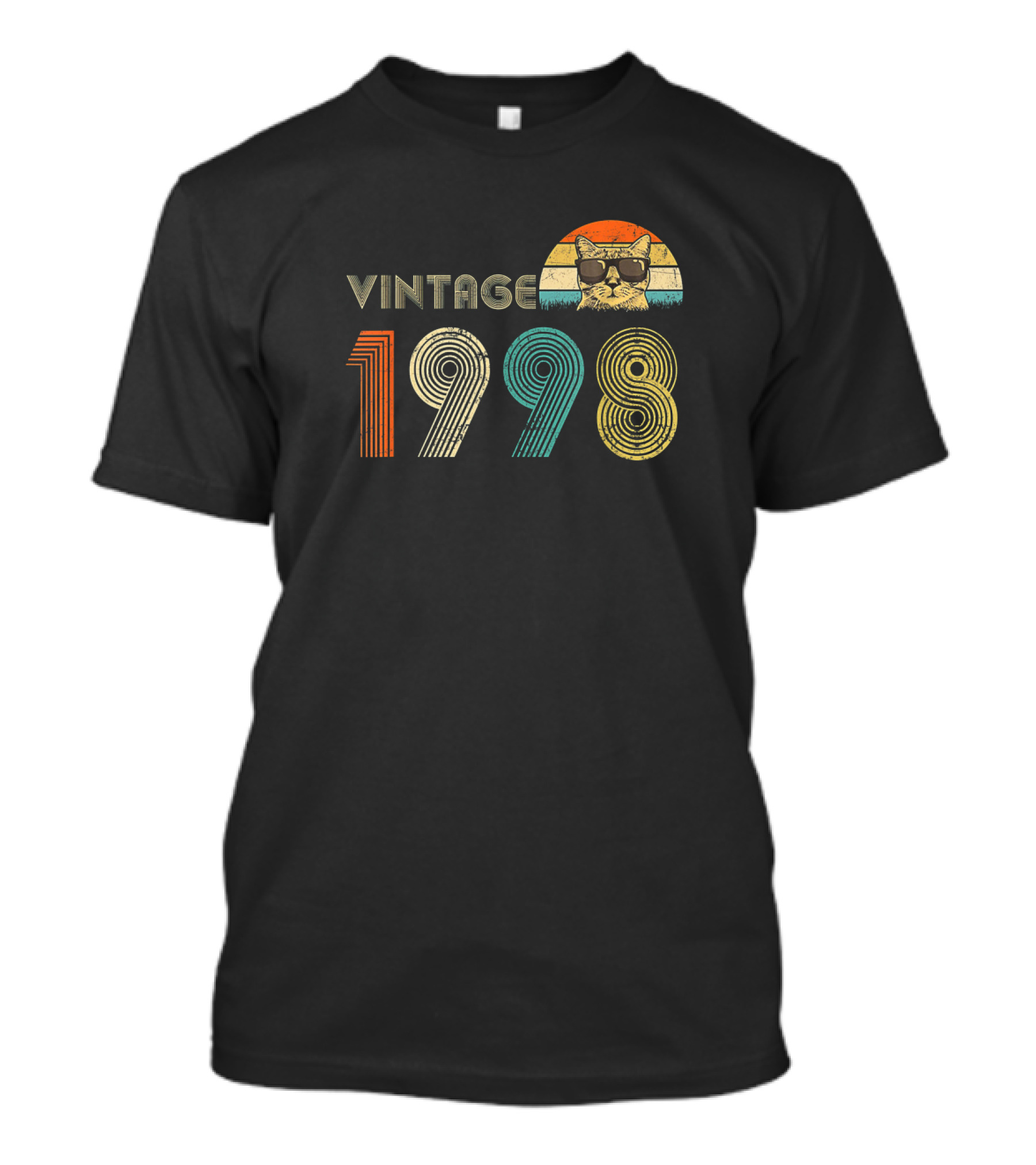 Vintage 1998 Cat 21st Birthday Retro Sunglasses 21 Years Old T-Shirt