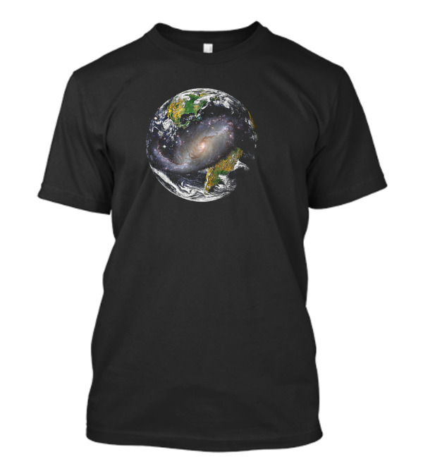 Milky Way Galaxy Superimposed On Earth Planetary Fusion T-Shirt