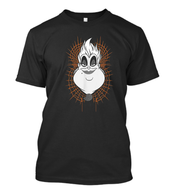 Ursula Disney Character With Orange Web Background T-Shirt