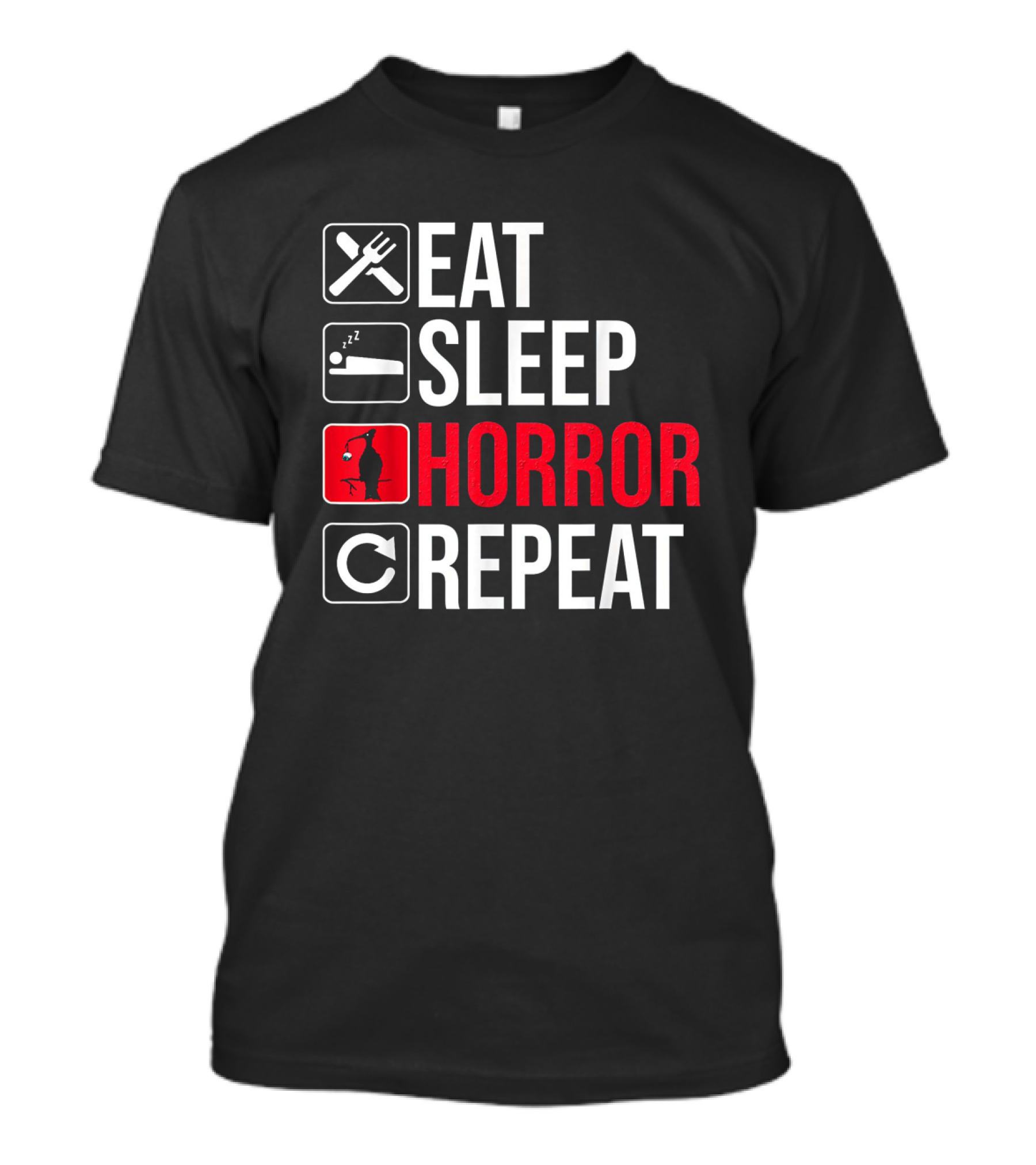 Eat Sleep Horror Repeat Zombie Icon Cycle T-Shirt