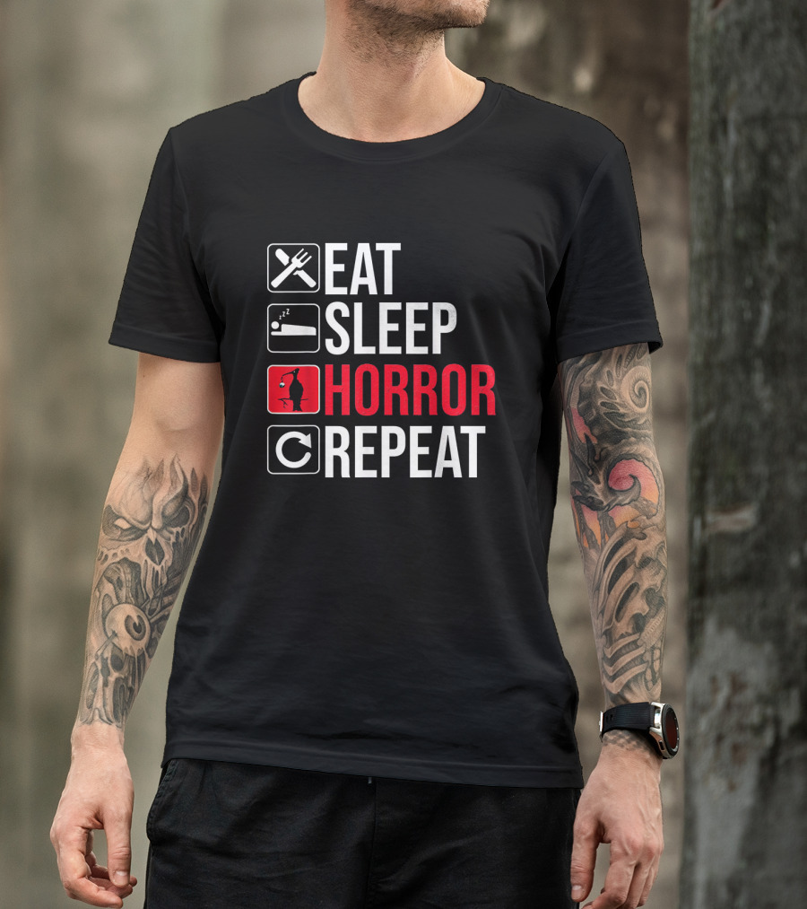 Eat Sleep Horror Repeat Zombie Icon Cycle T-Shirt