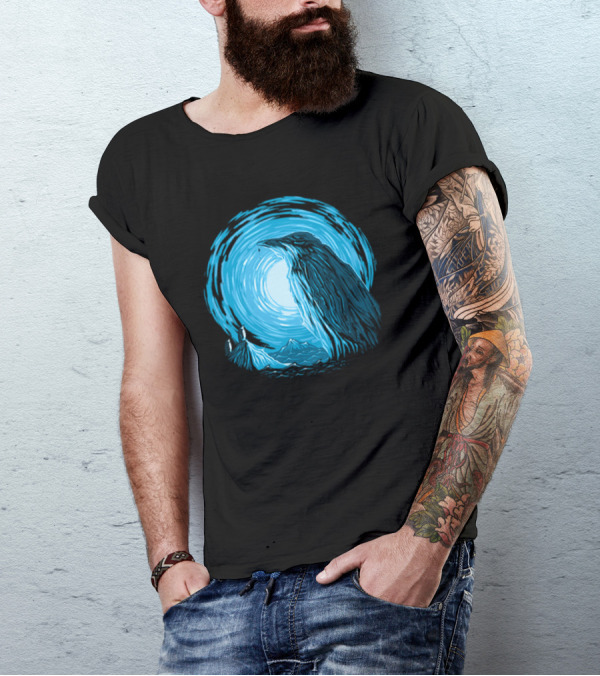 Iceberg Penguin Ice Formation And Night Sky With Mountain T-Shirt