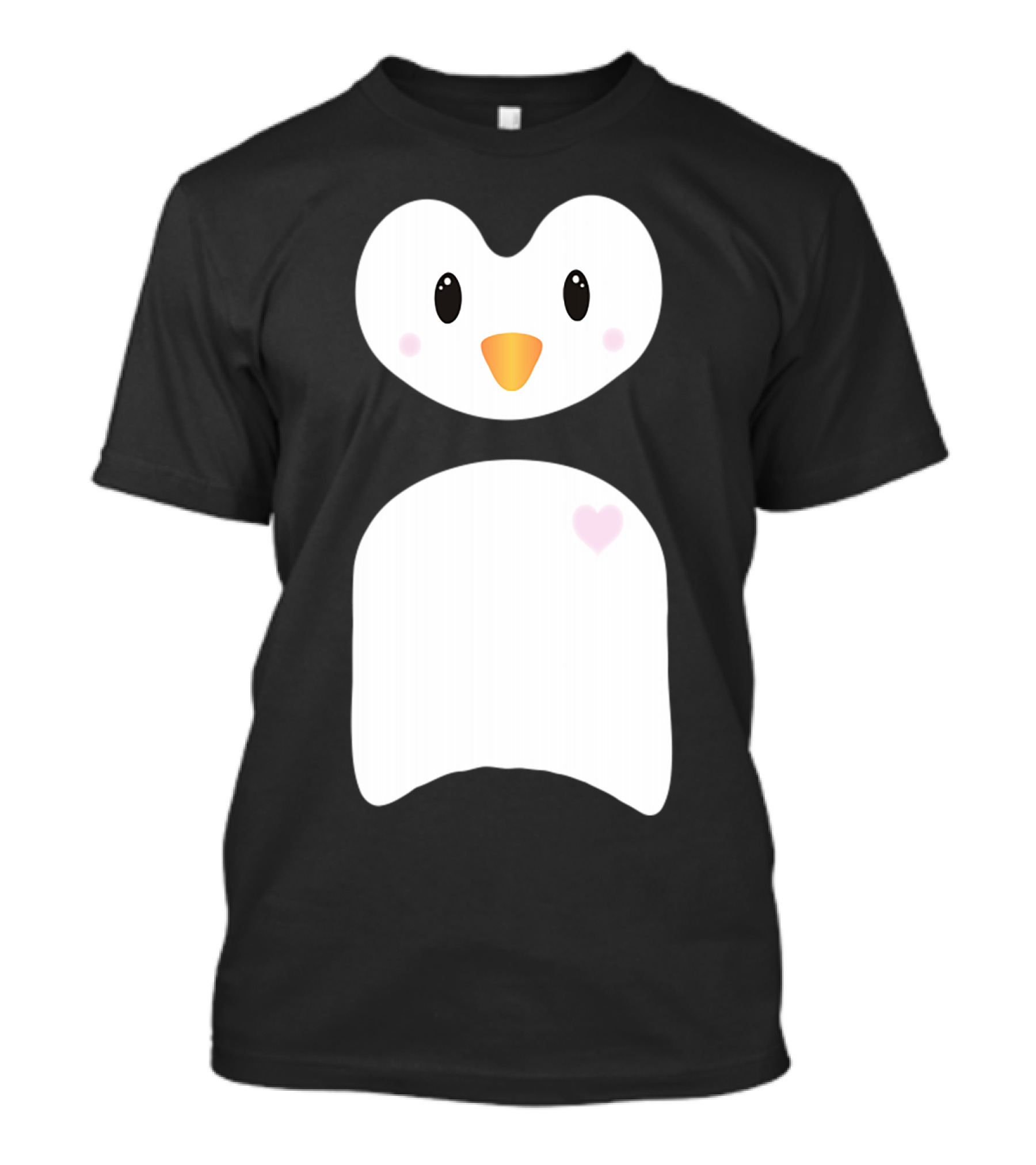 Cute Penguin Face With Heart-Shaped Body T-Shirt
