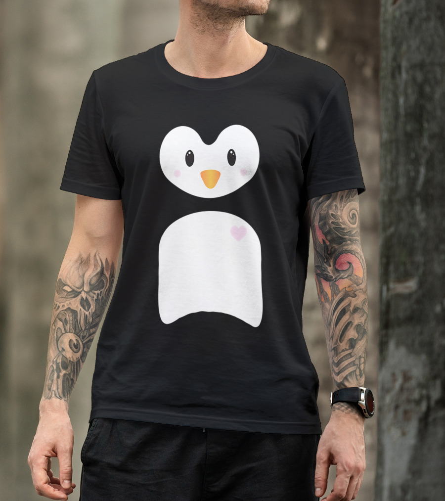 Cute Penguin Face With Heart-Shaped Body T-Shirt