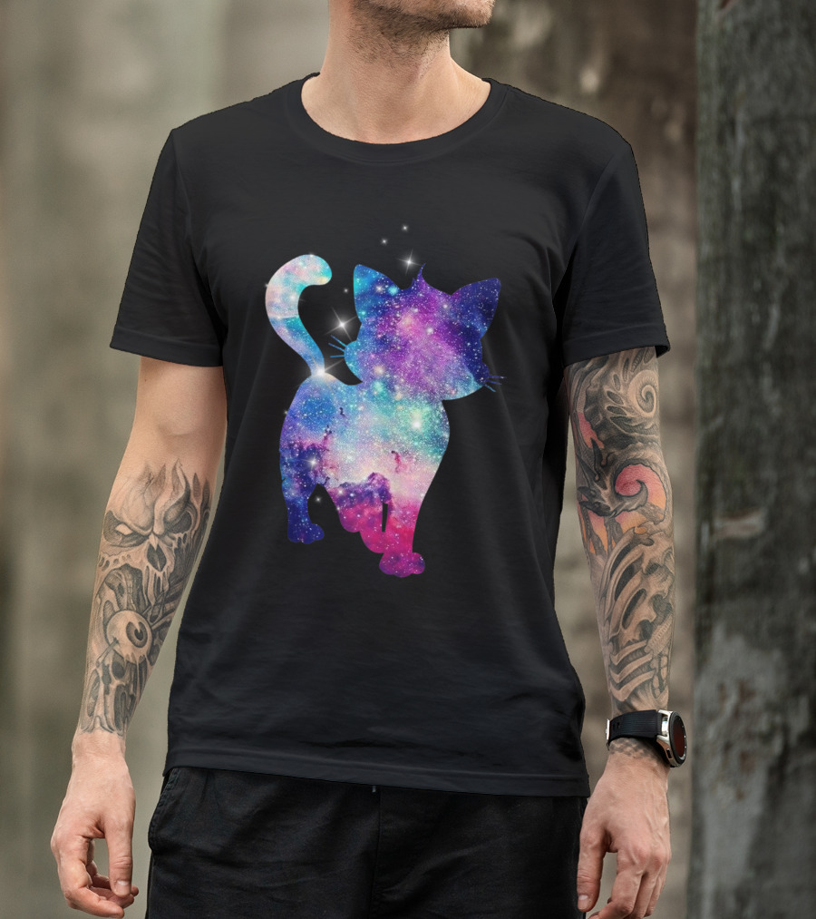 Cute Kitty Lover Galaxy Cats Stars Space T-Shirt