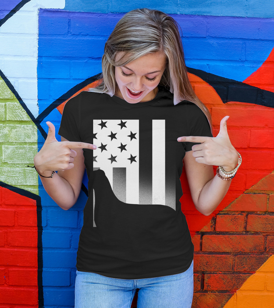 Great Dane Silhouette With Stars And Stripes American Flag USA Patriotic Dog T-Shirt