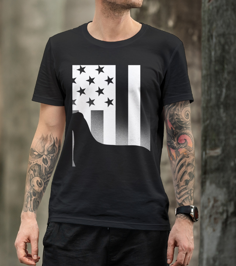 Great Dane Silhouette With Stars And Stripes American Flag USA Patriotic Dog T-Shirt