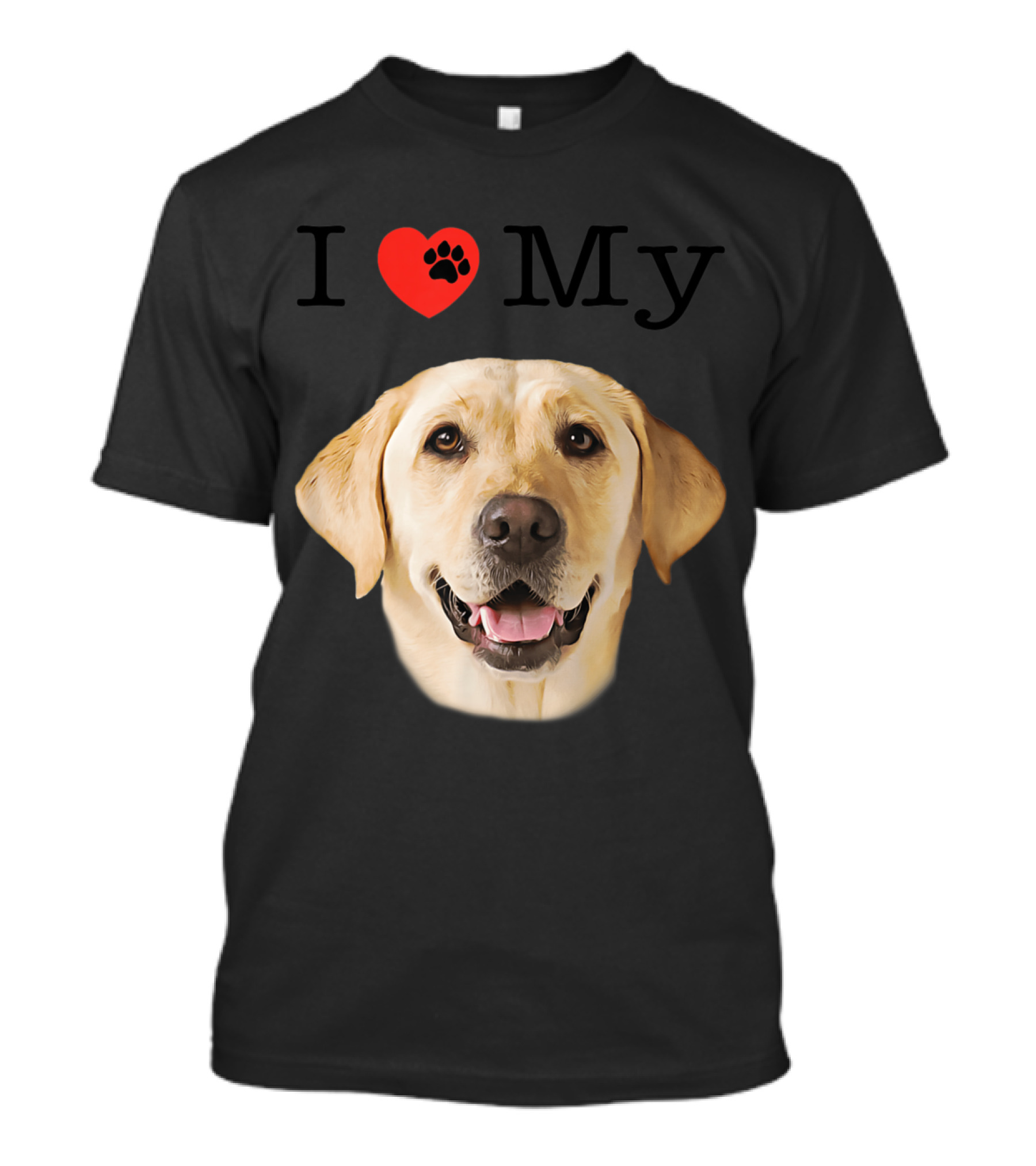 I Love My Yellow Lab Portrait Labrador Face Heart Paw T-Shirt